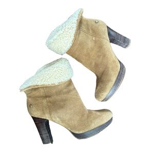 UGG Dandelion Ankle Chestnut Brown Suede Leather Boots Bootie Womens Size 7